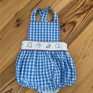 Ole Miss Blue Gingham Baby Romper